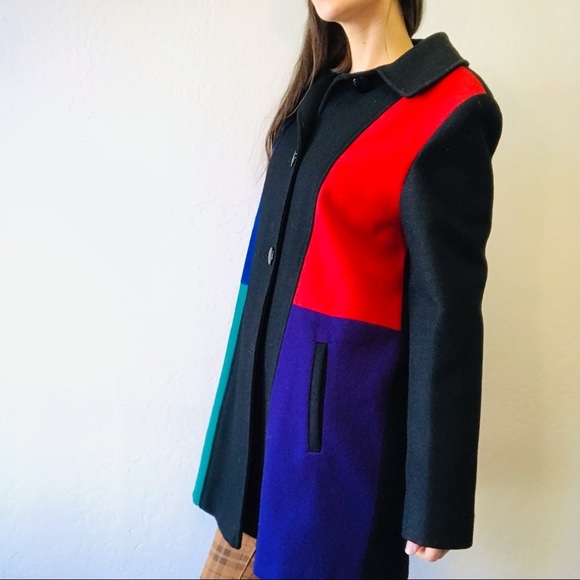 Vintage Wool Retro Color Block Peacoat - Picture 2 of 10